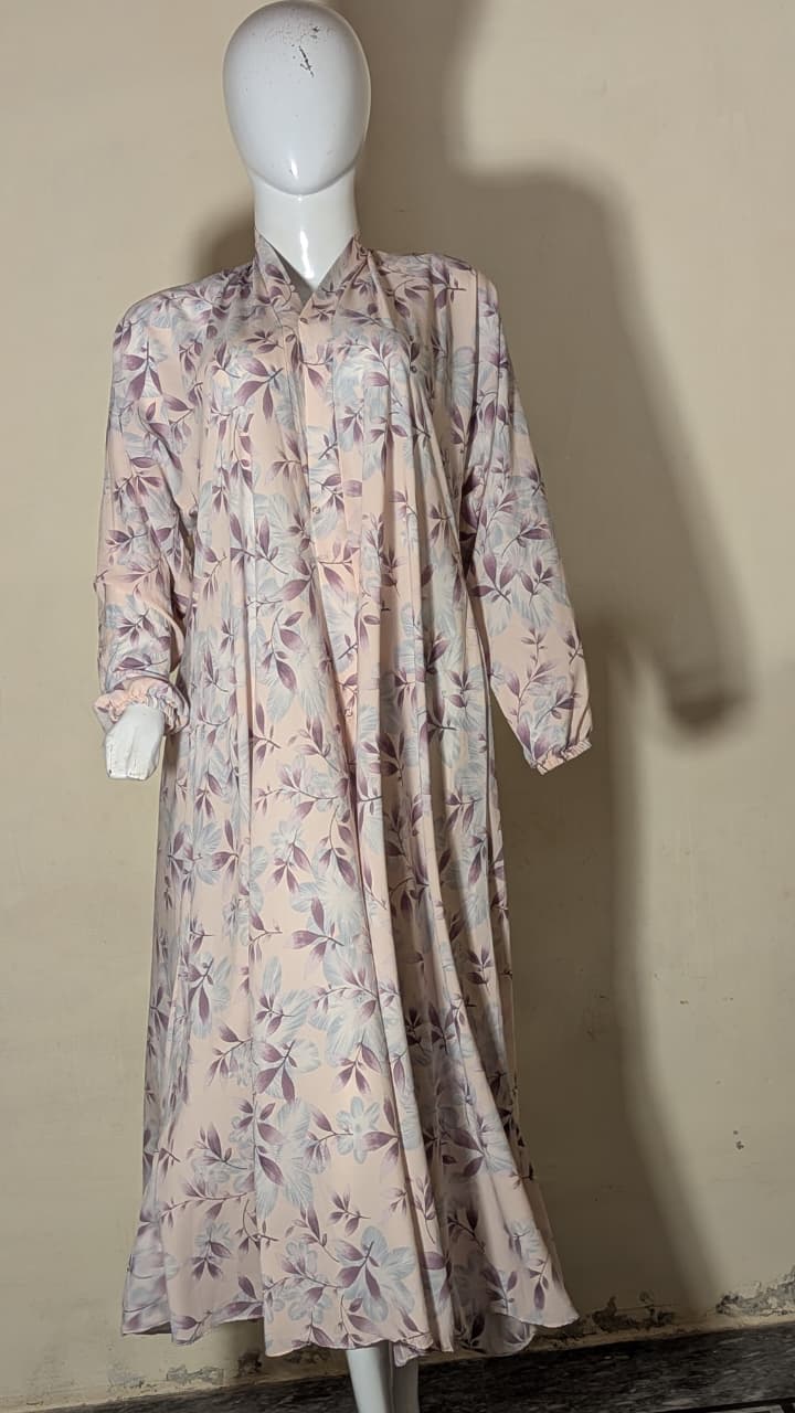 BLUSH PINK FLORAL PRINTED ABAYA