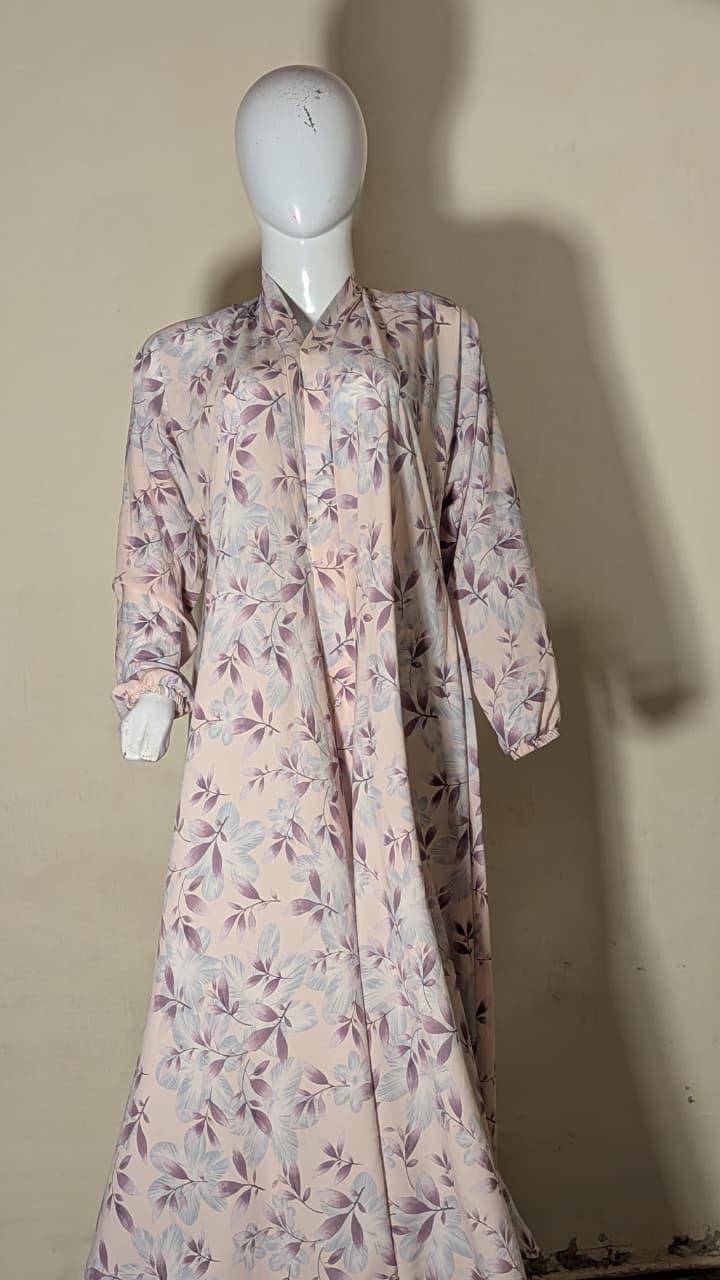 BLUSH PINK FLORAL PRINTED ABAYA