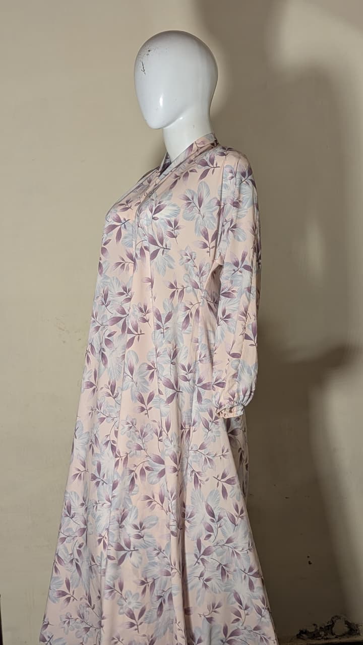 BLUSH PINK FLORAL PRINTED ABAYA