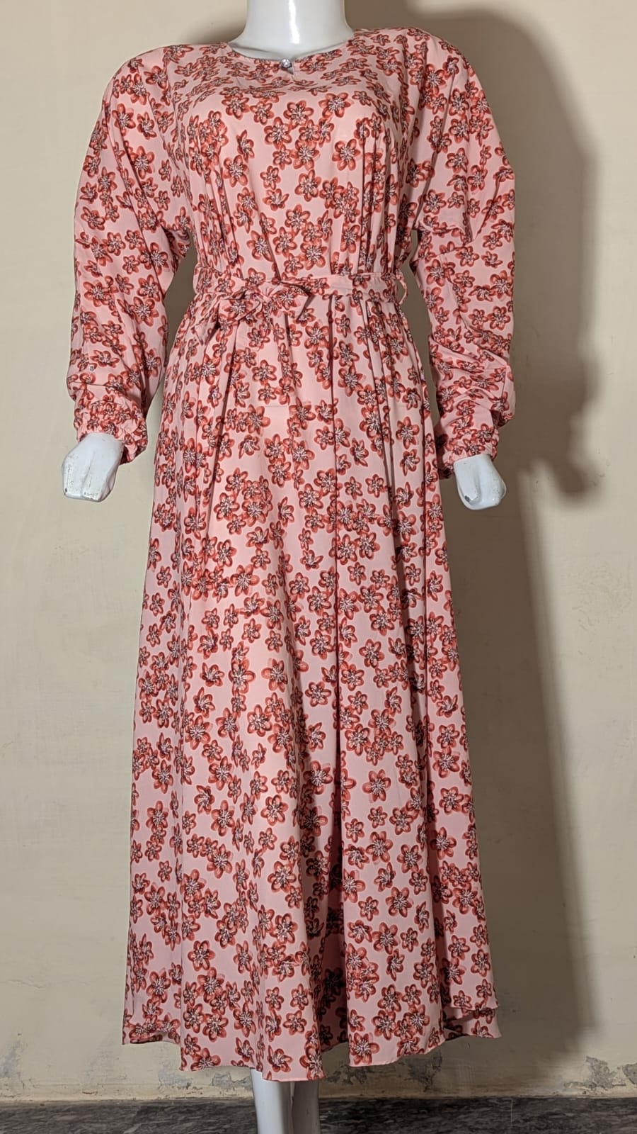 TIE-WAIST PRINTED ABAYA