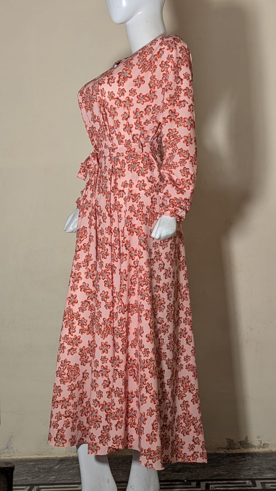 TIE-WAIST PRINTED ABAYA