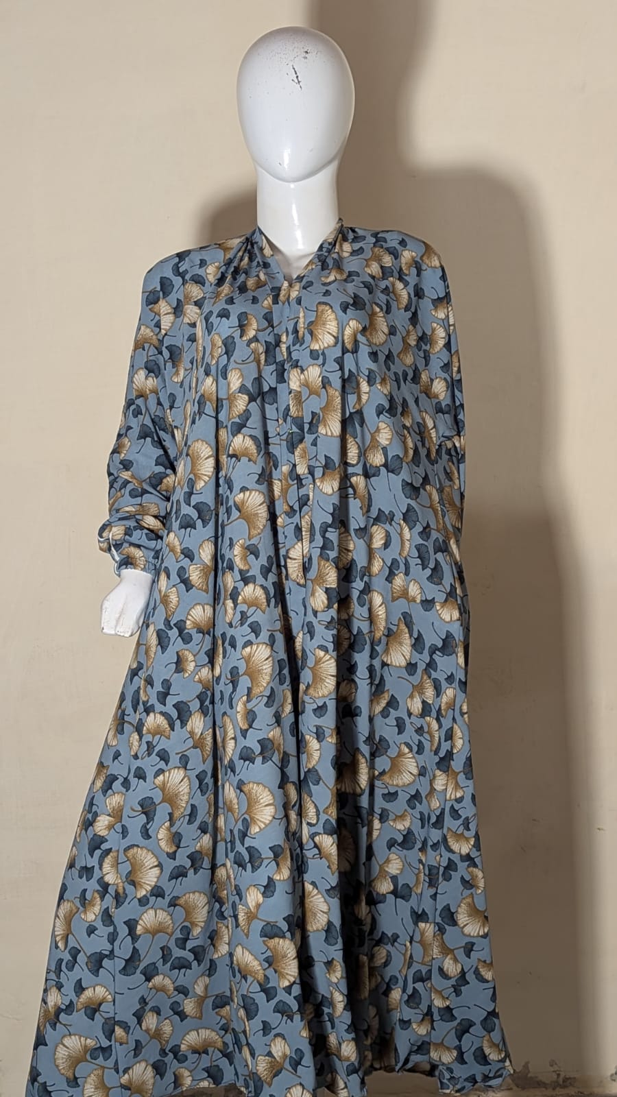 OPEN FRONT DUSTY BLUE ABAYA