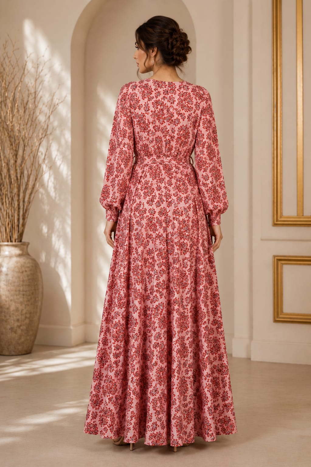 TIE-WAIST PRINTED ABAYA