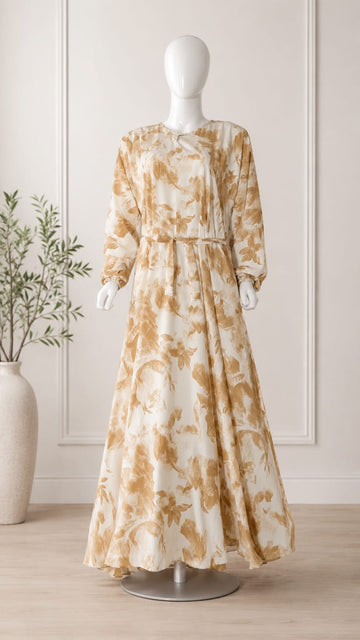 GOLDEN PETALS PRINTED ABAYA