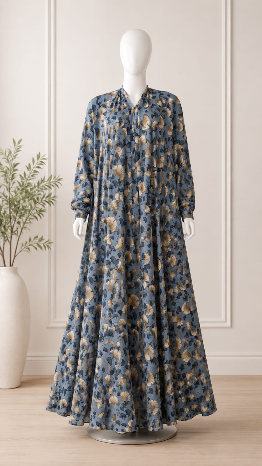 OPEN FRONT DUSTY BLUE ABAYA